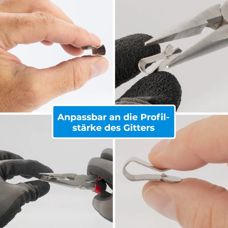 12x Befestigungsklammern Edelstahl für Lichtschachtabdeckungen 21,4mm x 12mm