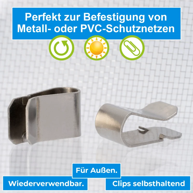 12x Befestigungsklammern Edelstahl für Lichtschachtabdeckungen 21,4mm x 12mm