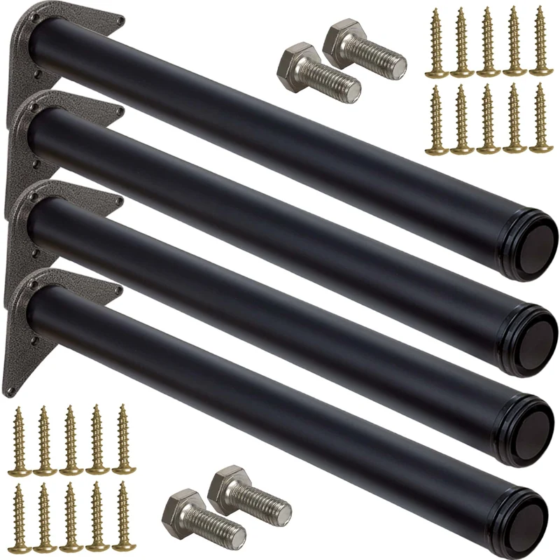 Tischbeine matt Schwarz höhenverstellbar 4er Set 60mm Durchmesser