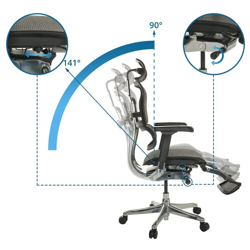 B-Ware hjh OFFICE Bürostuhl Chefsessel ERGOHUMAN PLUS LEGPRO I schwarz mit Beinablage