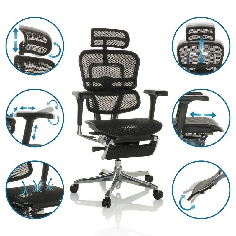 B-Ware hjh OFFICE Bürostuhl Chefsessel ERGOHUMAN PLUS LEGPRO I schwarz mit Beinablage