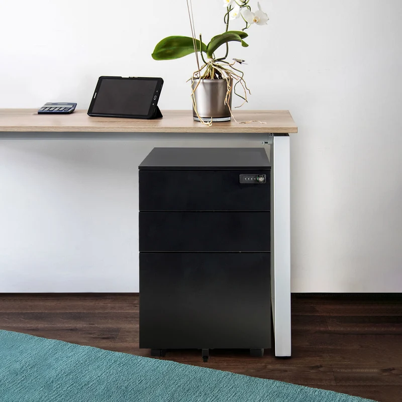 B-Ware hjh OFFICE Rollcontainer COLOR OS I Schrank Metall schwarz Zahlenschloss Büro