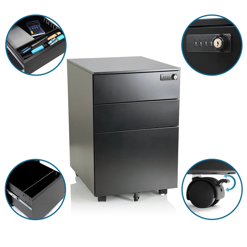 B-Ware hjh OFFICE Rollcontainer COLOR OS I Schrank Metall schwarz Zahlenschloss Büro