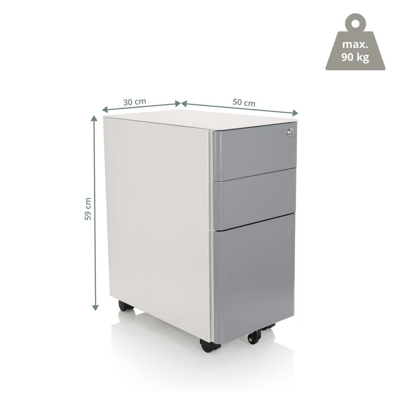 B-Ware hjh OFFICE Rollcontainer Container Schublade Metall weiß grau Hängeregistratur