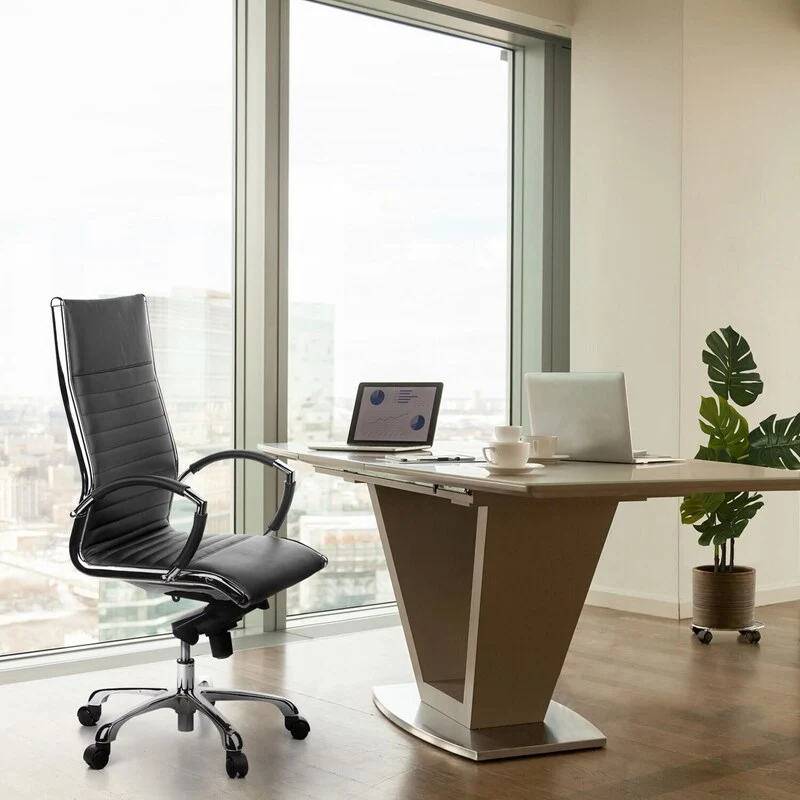 B-Ware hjh OFFICE Bürostuhl Chefsessel Drehstuhl PARMA 20 Leder schwarz Chrom 110kg