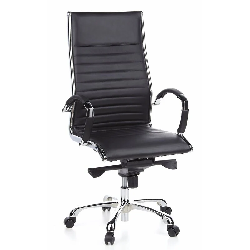 B-Ware hjh OFFICE Bürostuhl Chefsessel Drehstuhl PARMA 20 Leder schwarz Chrom 110kg