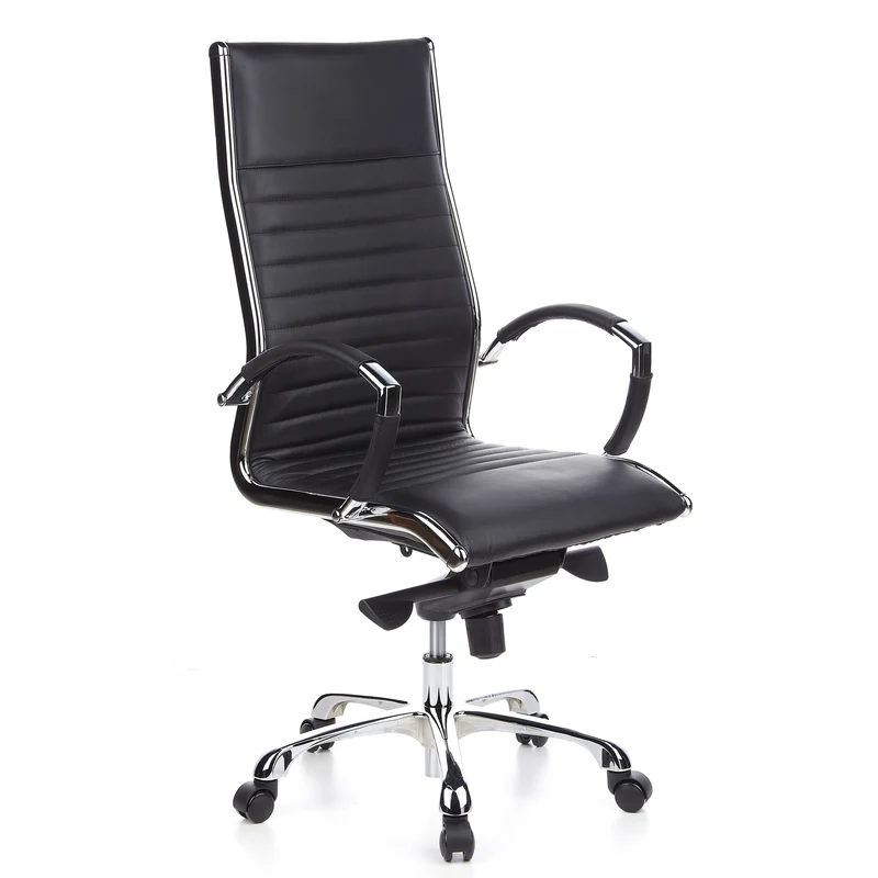 B-Ware hjh OFFICE Bürostuhl Chefsessel Drehstuhl PARMA 20 Leder schwarz Chrom 110kg