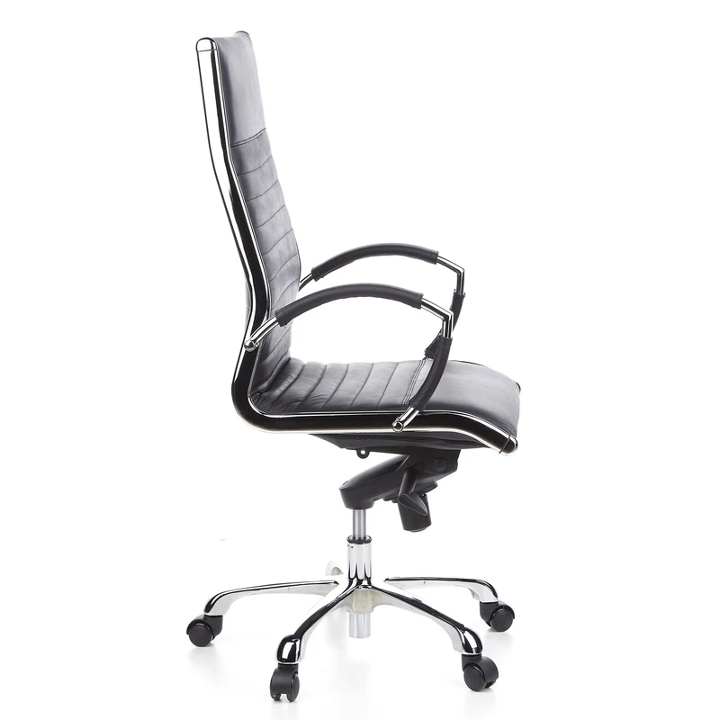 B-Ware hjh OFFICE Bürostuhl Chefsessel Drehstuhl PARMA 20 Leder schwarz Chrom 110kg