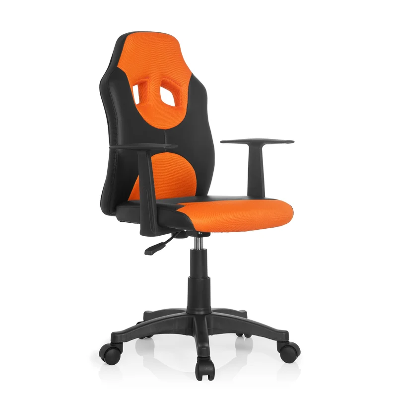 B-Ware hjh OFFICE Kinderdrehstuhl Stuhl schwarz orange Kunstleder Armlehnen Rollen