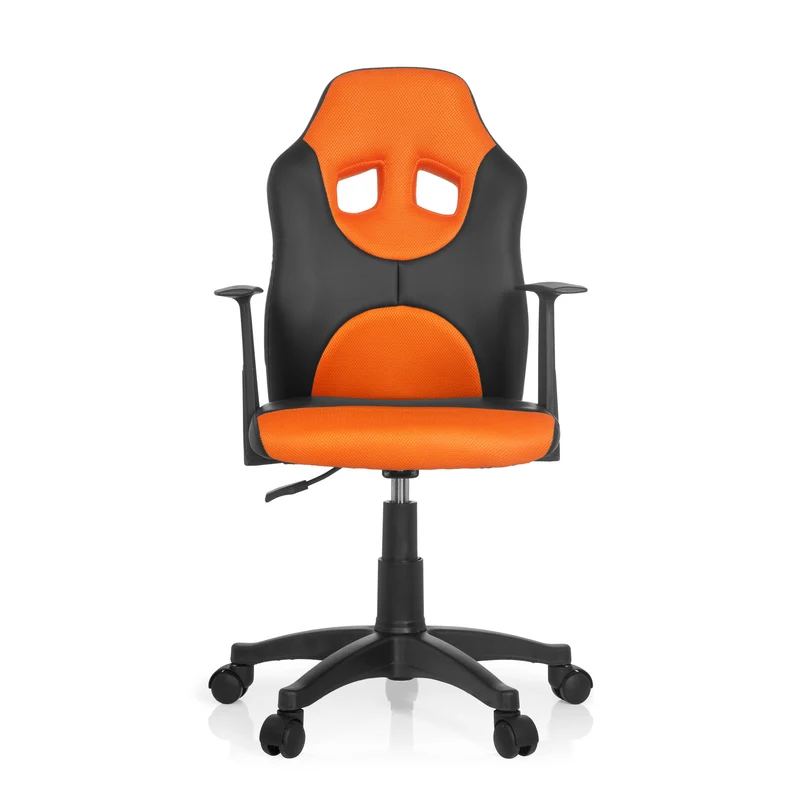 B-Ware hjh OFFICE Kinderdrehstuhl Stuhl schwarz orange Kunstleder Armlehnen Rollen