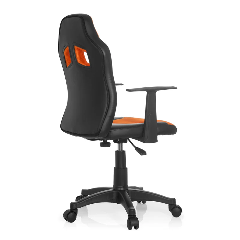 B-Ware hjh OFFICE Kinderdrehstuhl Stuhl schwarz orange Kunstleder Armlehnen Rollen