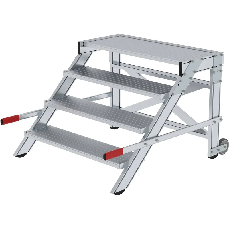 Arbeitspodest fahrbar aus Aluminium | Stufenbreite 1000 mm