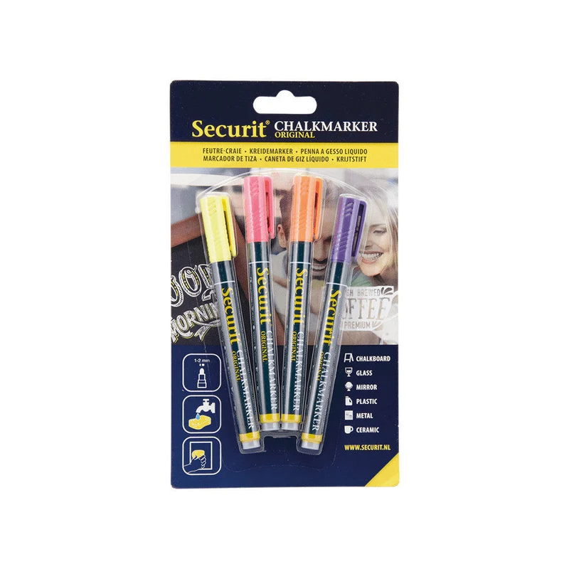Securit® Kreidemarker, 1-2mm, 4-er Set, Tropical