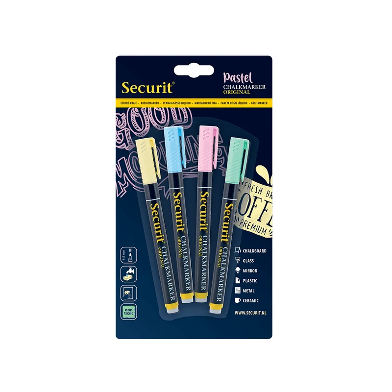 Securit® Kreidemarker, 1-2mm, 4er-Set, Pastellfarben