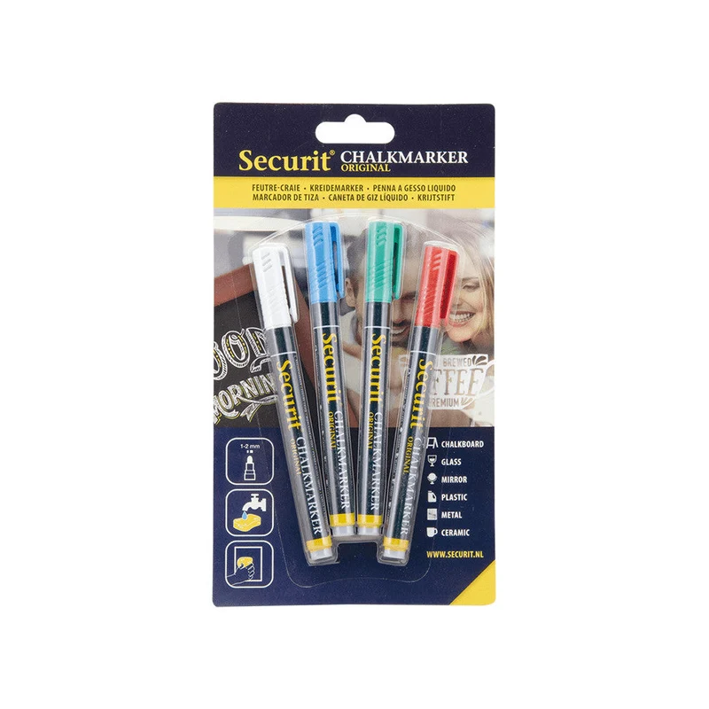 Securit® Kreidemarker, 1-2mm, 4er-Set, Farbig