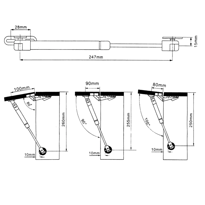 Gasdruckfeder mit Softclose Funktion 50 - 200 Newton