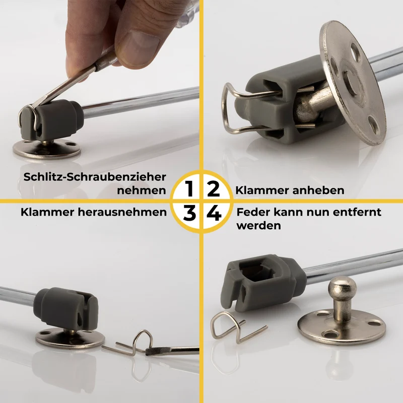 Gasdruckfeder mit Klappenbeschlag 50 - 200 Newton