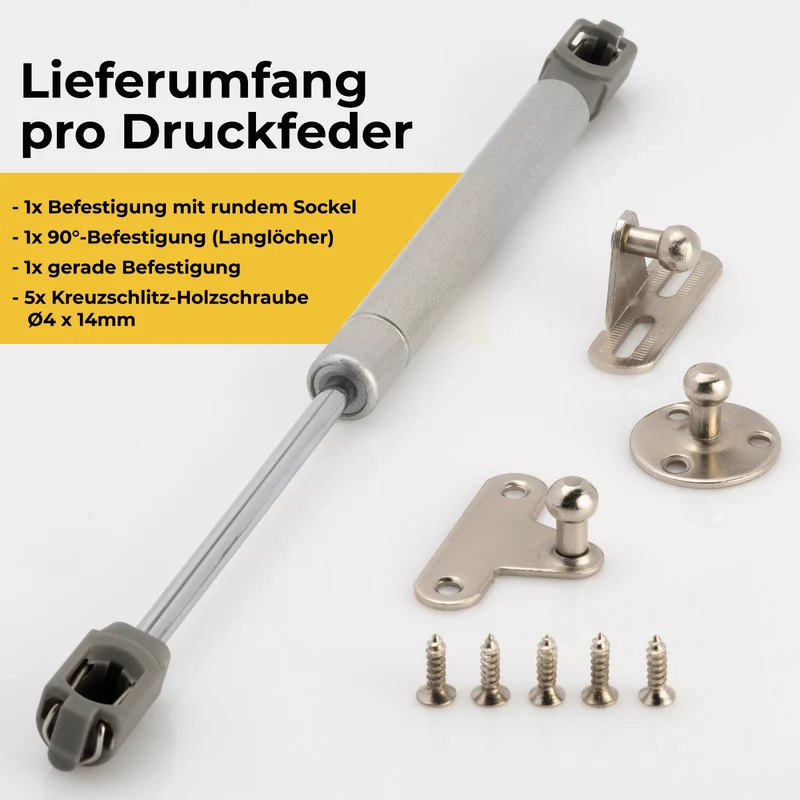 Gasdruckfeder mit Klappenbeschlag 50 - 200 Newton