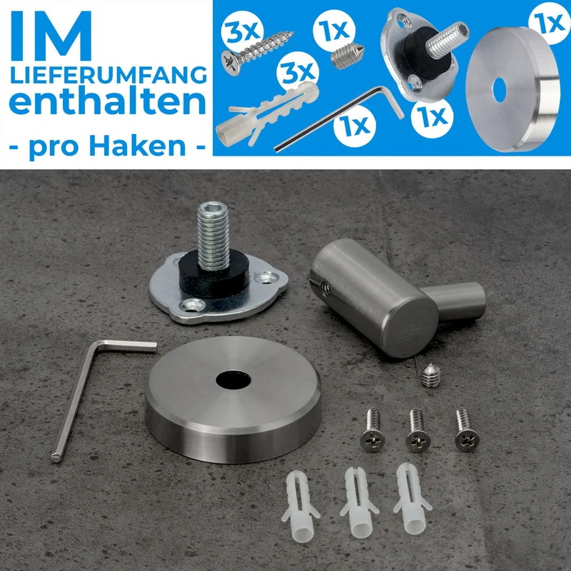 Wandhaken aus Edelstahl Einzel Haken - Länge: 41mm