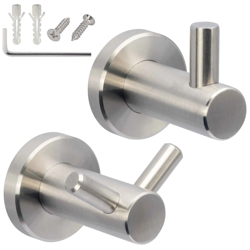 Wandhaken aus Edelstahl - Einzel oder Doppel Haken - Länge: 55mm