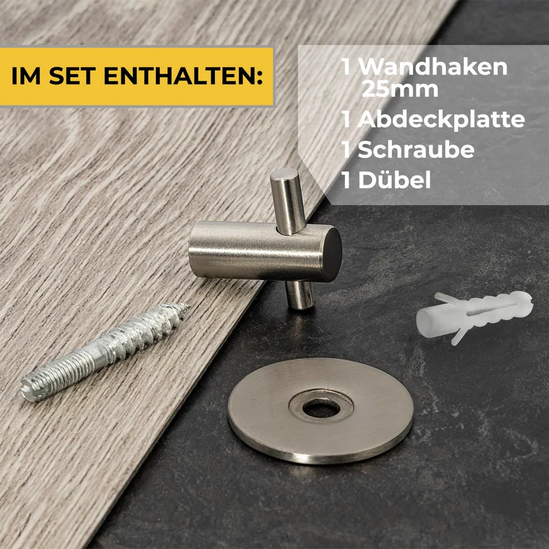 Wandhaken aus Edelstahl gebürstet in drei Längen