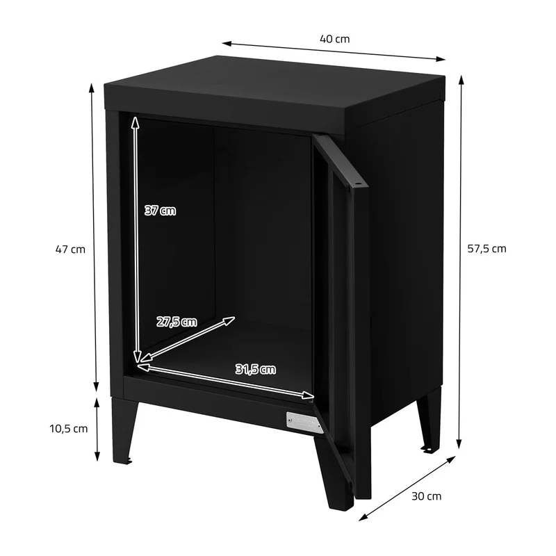 ML-Design | Aktenschrank Industrial 40x30x57,5 cm aus Stahl , Büroschrank mit 4 Beinen und Einzeltür