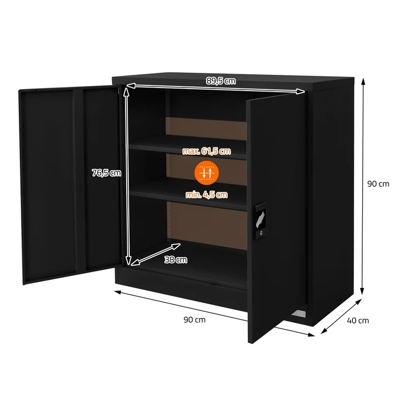 ML-Design | Aktenschrank abschließbar 90x40x90 cm aus Stahl, Büroschrank mit 2 Türen