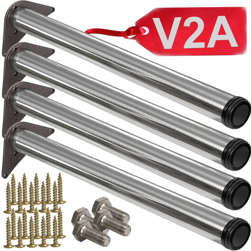 Tischbeine höhenverstellbar 4er Set Tischbeine Edelstahl Ø60mm