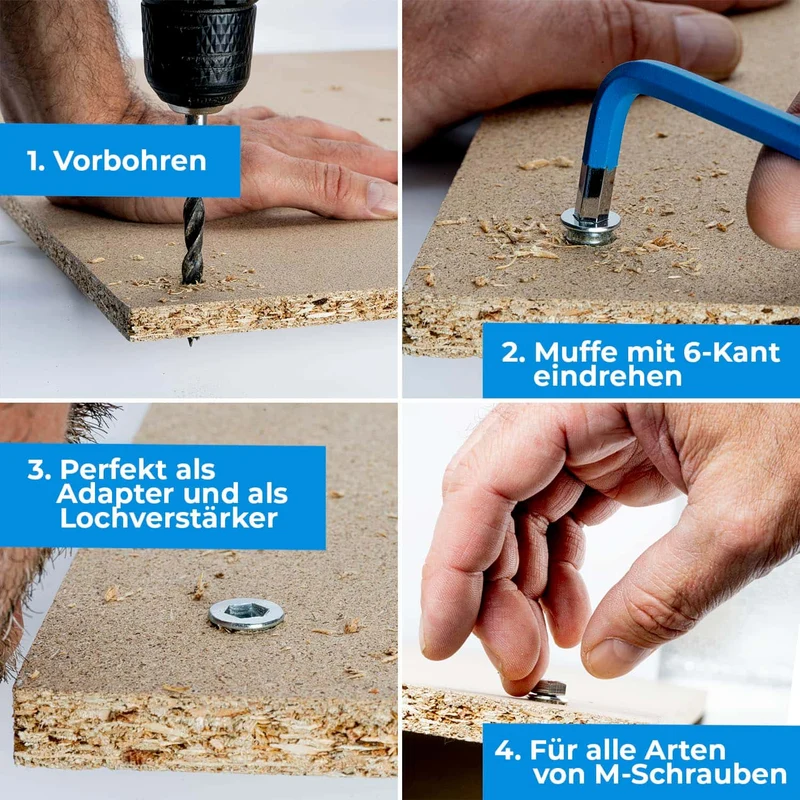 10x Einschraubmutter verzinkt