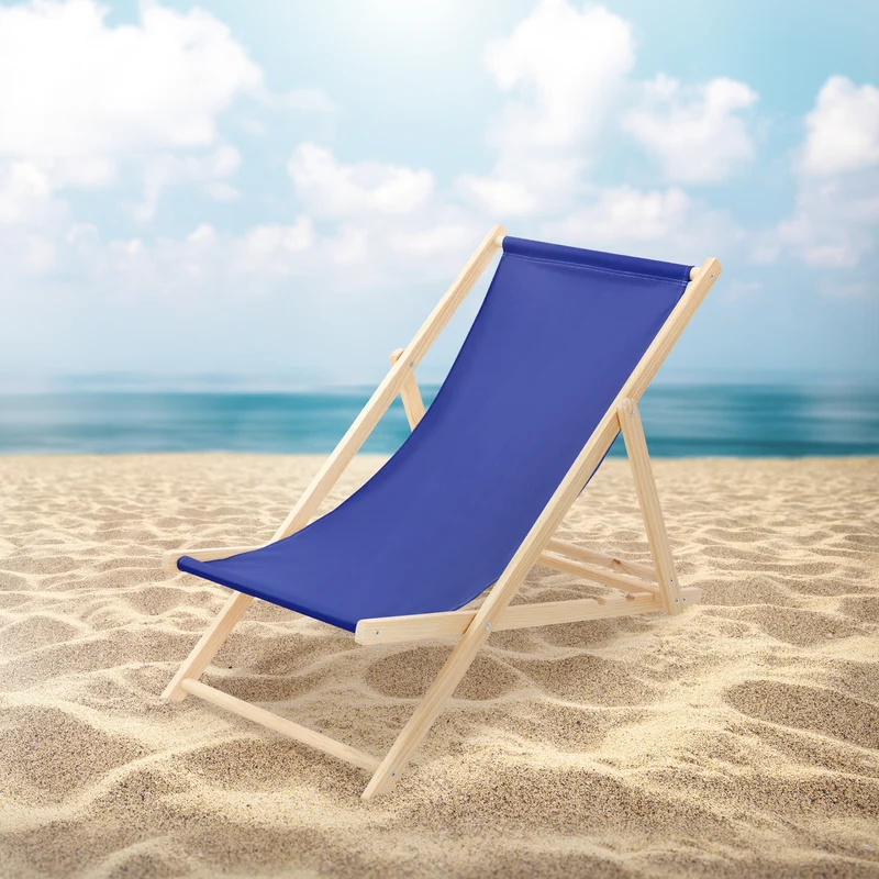 3er Set Liegestuhl klappbar Dunkelblau Holz verstellbare Rückenlehne bis 120 kg Sonnenliege Gartenliege Strandliege