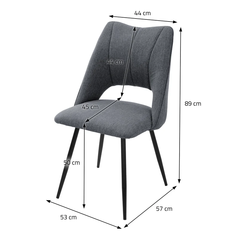 Esszimmerstuhl 4er Set Grau gepolstert inkl. Montagematerial Polsterstuhl Küchenstuhl ML-Design