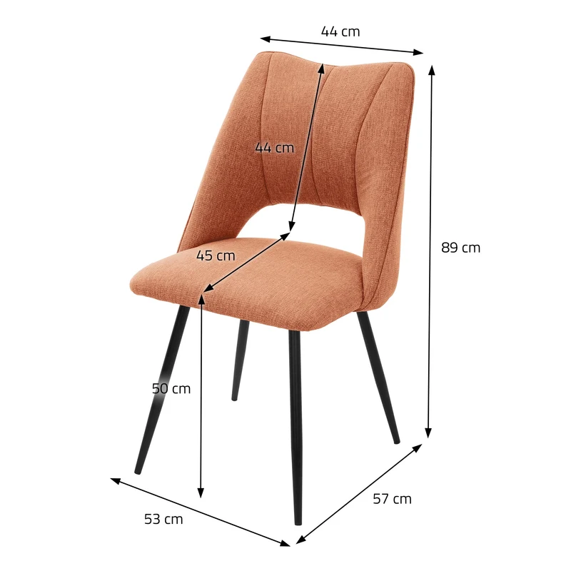 Esszimmerstuhl 6er Set Orange gepolstert inkl. Montagematerial Polsterstuhl Küchenstuhl ML-Design