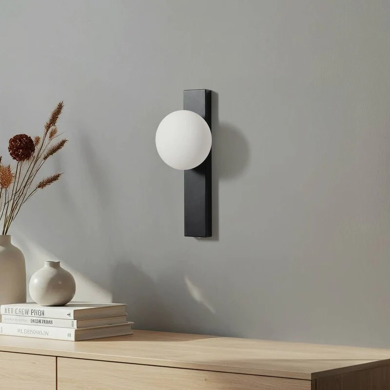 B-Ware Lindby Wandleuchte Tavrik LED Lampe dimmbar schwarz-weiß IP für Feuchträume 30cm