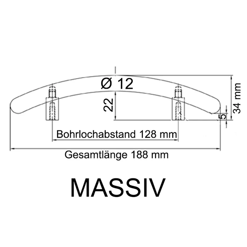 Möbelgriff Edelstahl Optik Stangengriff Ø12mm Bohrabstand: 128mm