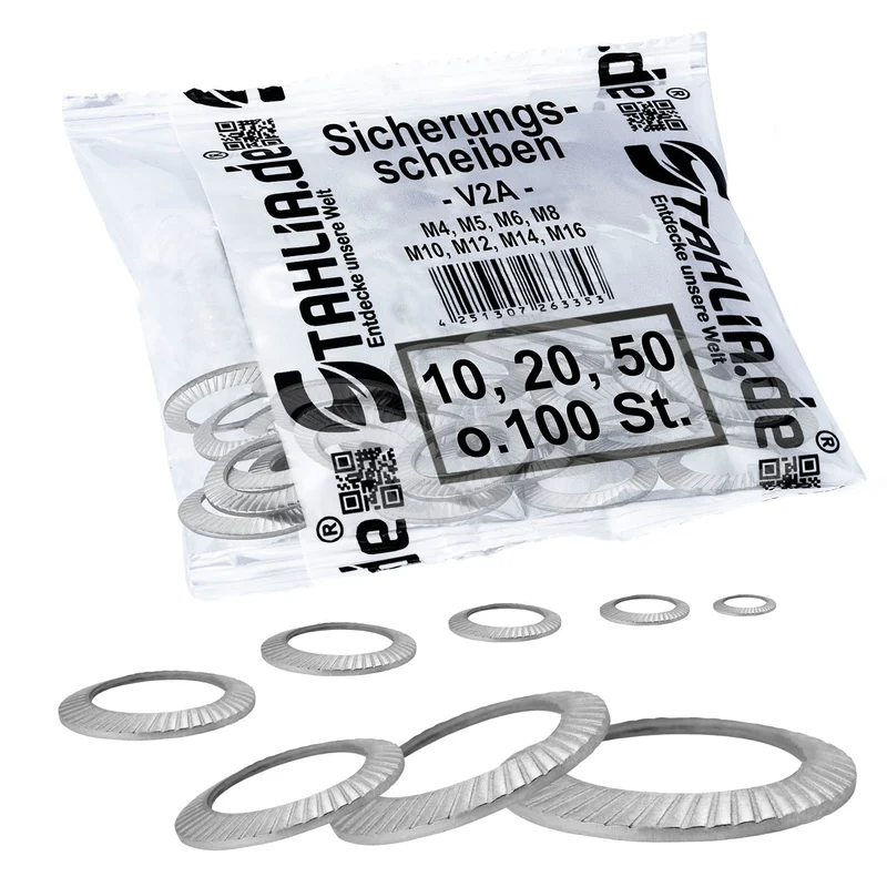 10x Sicherungsscheiben Form S aus Edelstahl A2 V2A