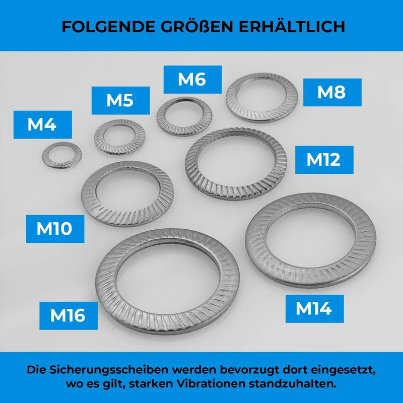 10x Sicherungsscheiben Form S aus Edelstahl A2 V2A