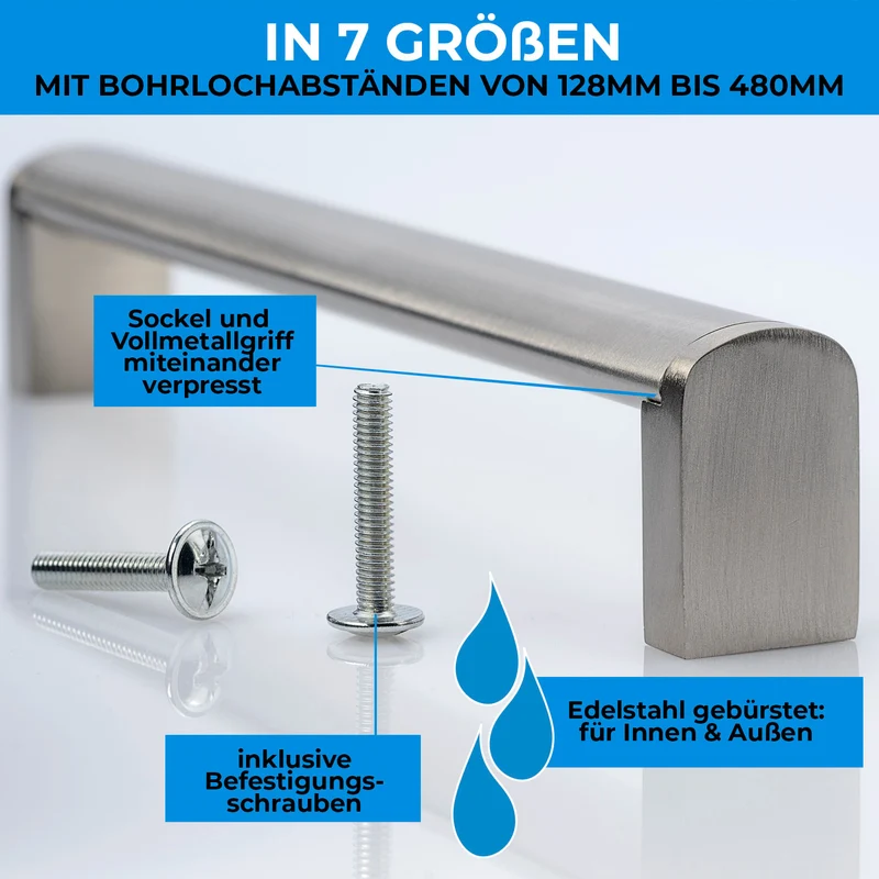 Möbelgriff Edelstahl gebürstet Küchengriff 20x10mm Griffprofil