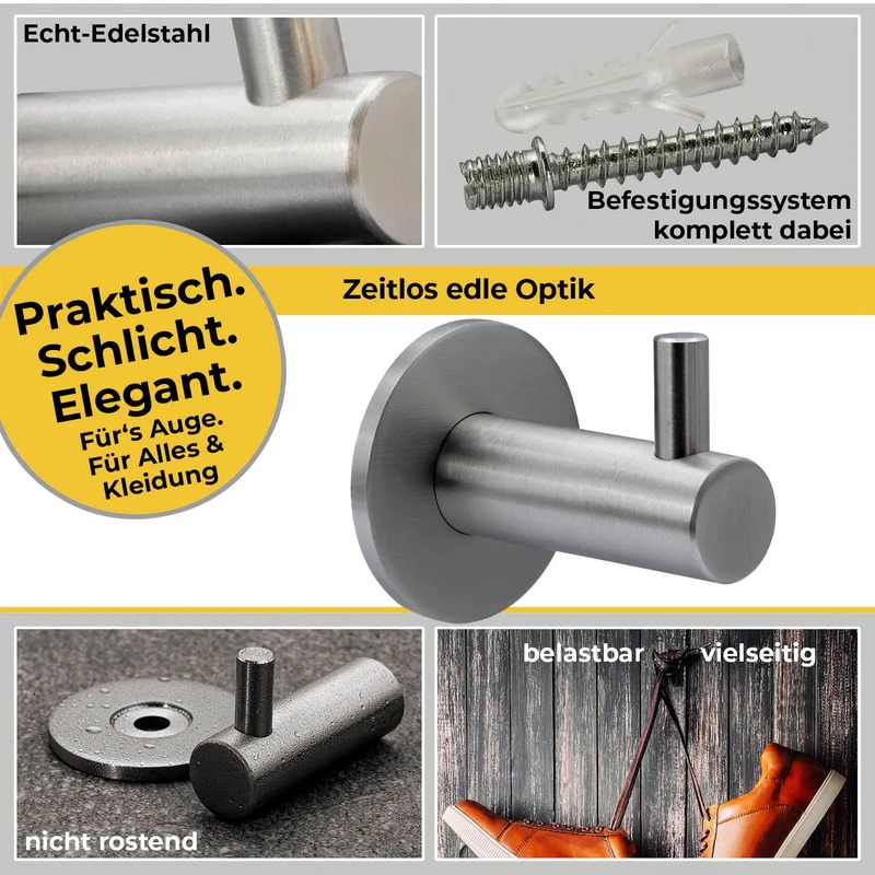 Wandhaken aus Edelstahl - Länge: 40mm