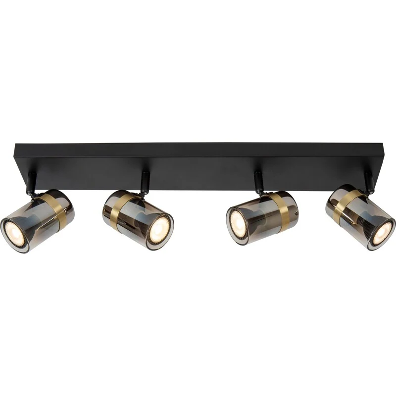 B-Ware Lucide Deckenstrahler UPTON GU10 4-flammig LED Strahler schwarz Rauchglas