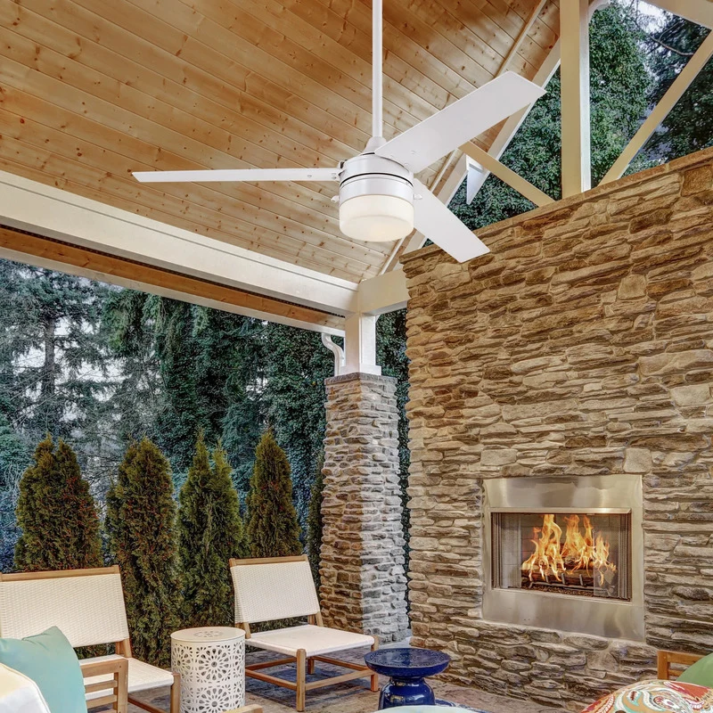 B-Ware Westinghouse Deckenventilator Licht weiß matt birke IP44 132cm 60W E27 Leuchte