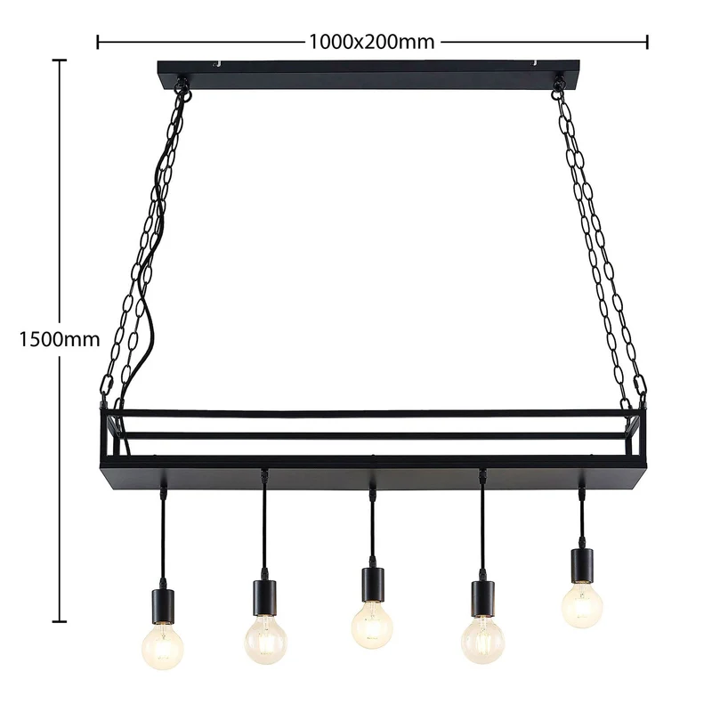 B-Ware Lindby Hängelampe Hängeleuchte Kirista LED Pendelleuchte dimmbar schwarz 100cm