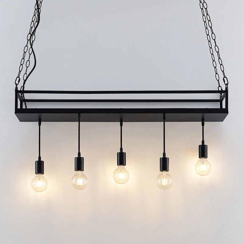 B-Ware Lindby Hängelampe Hängeleuchte Kirista LED Pendelleuchte dimmbar schwarz 100cm