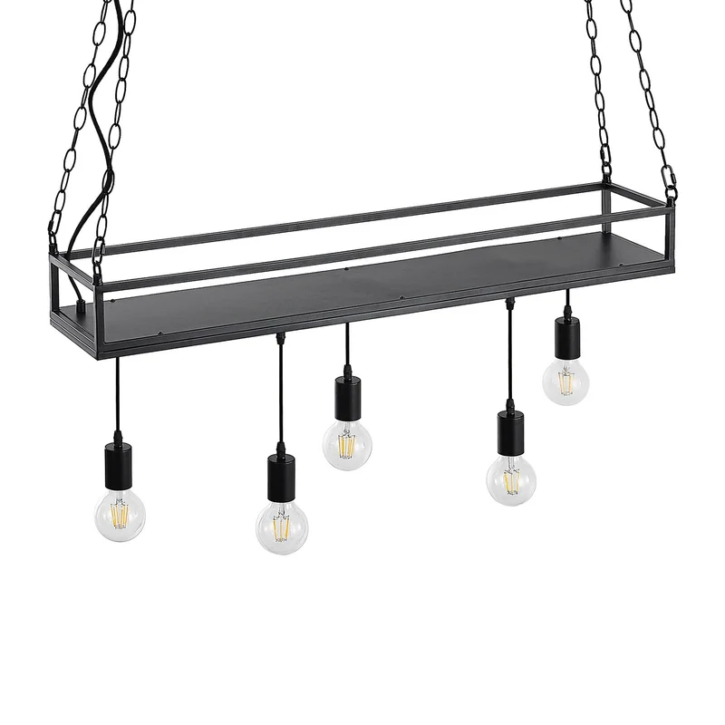 B-Ware Lindby Hängelampe Hängeleuchte Kirista LED Pendelleuchte dimmbar schwarz 100cm