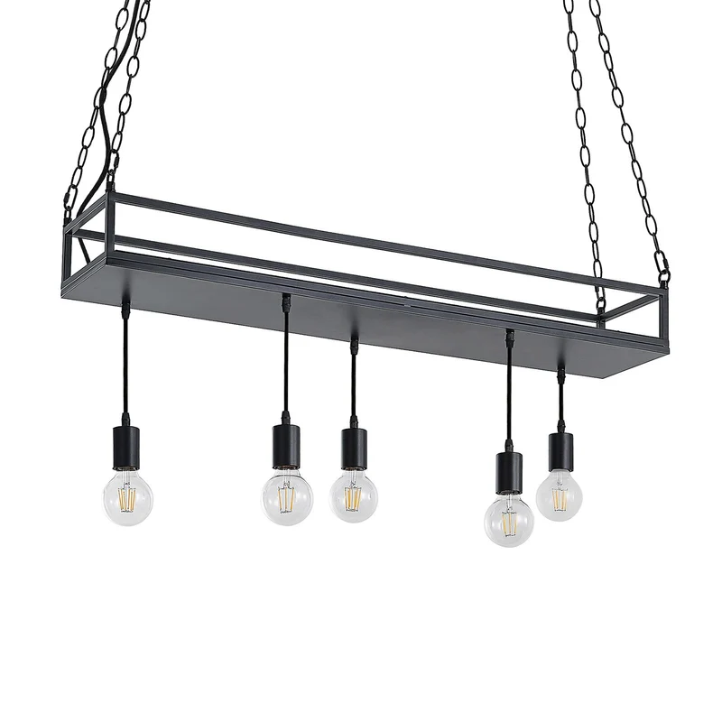 B-Ware Lindby Hängelampe Hängeleuchte Kirista LED Pendelleuchte dimmbar schwarz 100cm