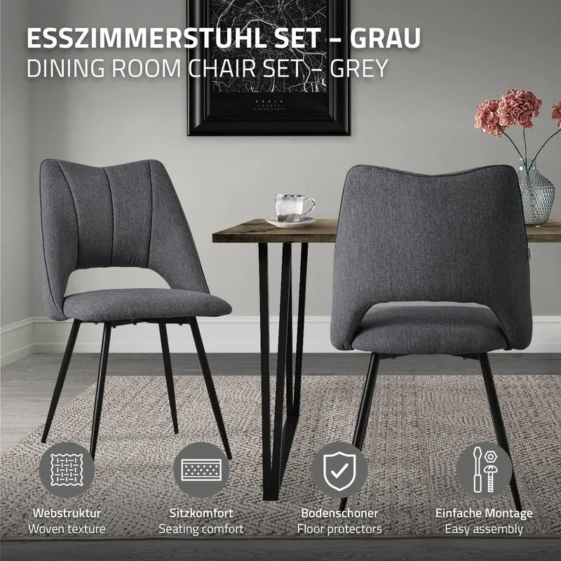 Esszimmerstuhl 6er Set Grau gepolstert inkl. Montagematerial Polsterstuhl Küchenstuhl ML-Design