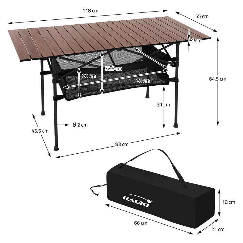 Camping Set 3-teilig mit Klapptisch Braun und 2 Campingstühlen Khaki HAUKI