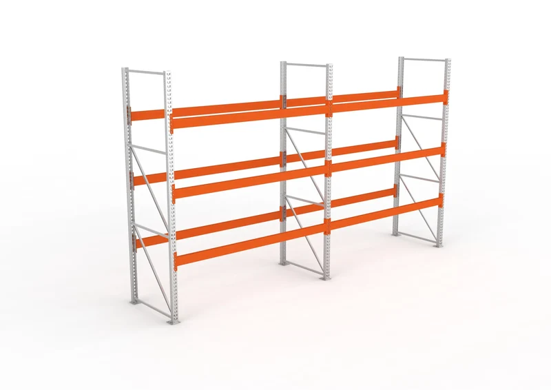 Palettenregal-SET Multipal 3300 x 5655 x 1100 bis 3000 Kg Fachlast mit 4 Lagerebenen ( 2 Felder )
