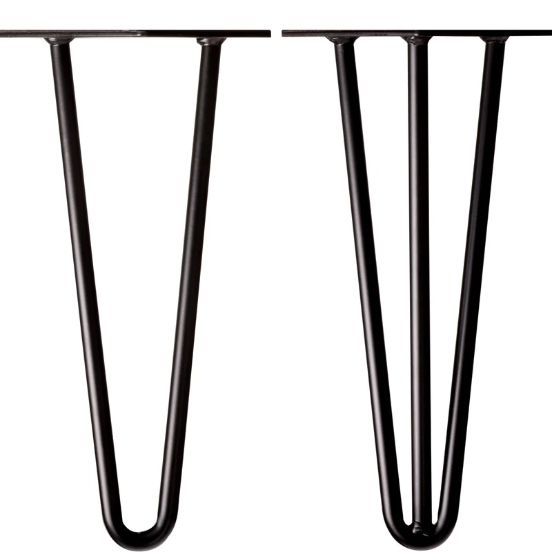 Haarnadelbeine 4x Tischbeine matt Schwarz mit 2/3 Streben Ø 12 mm