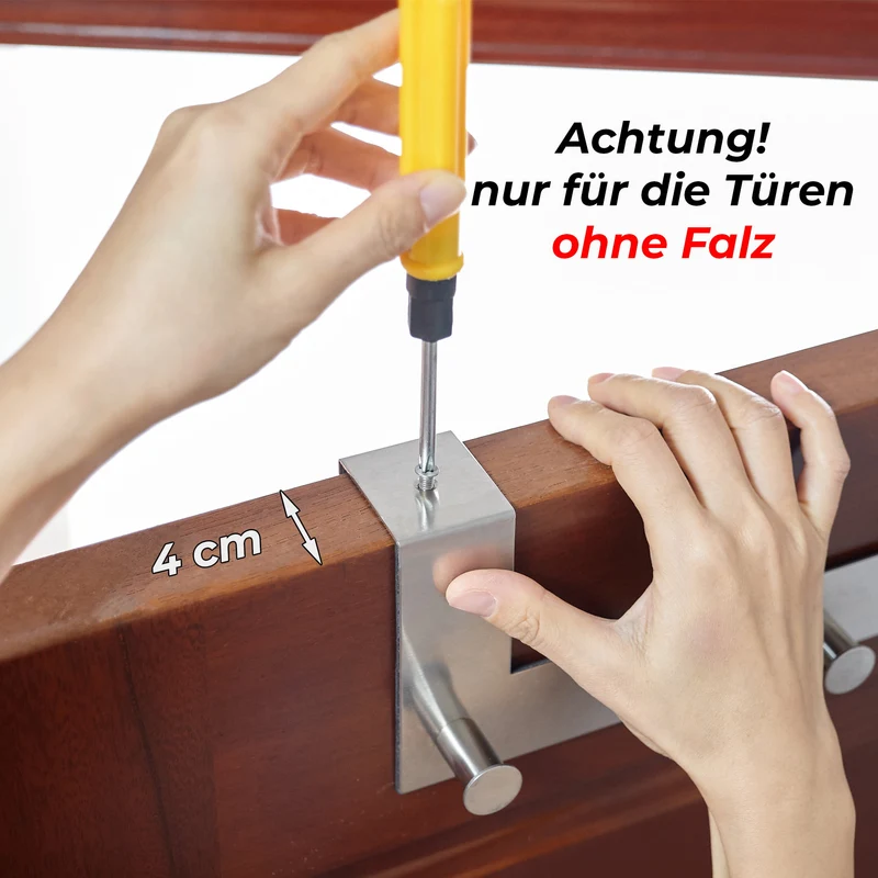 Türhaken Garderobenleiste Edelstahl zum Einhängen mit 6 Haken