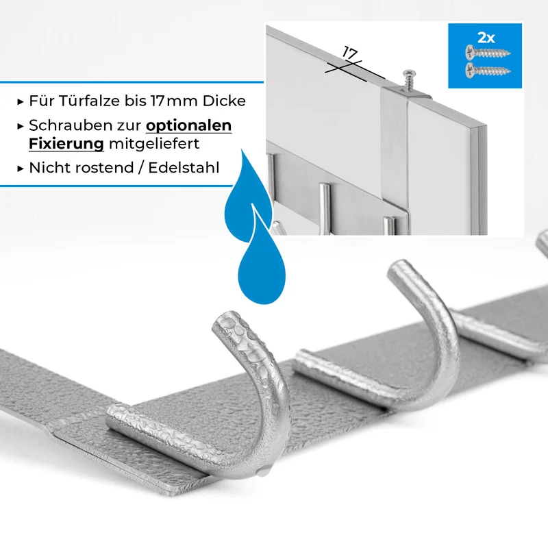 Türgarderobe zum Einhängen Edelstahl Tür Hängehaken 6 & 8 Haken